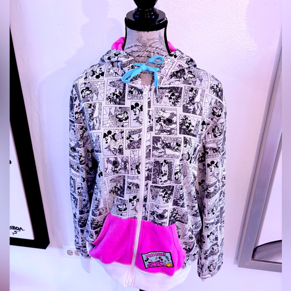 Disney Parks Official Merchandise Comic Mickey Mouse Print Jacket. Size Large.